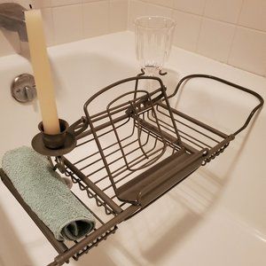Bathtub rack for book, candle and wineglass